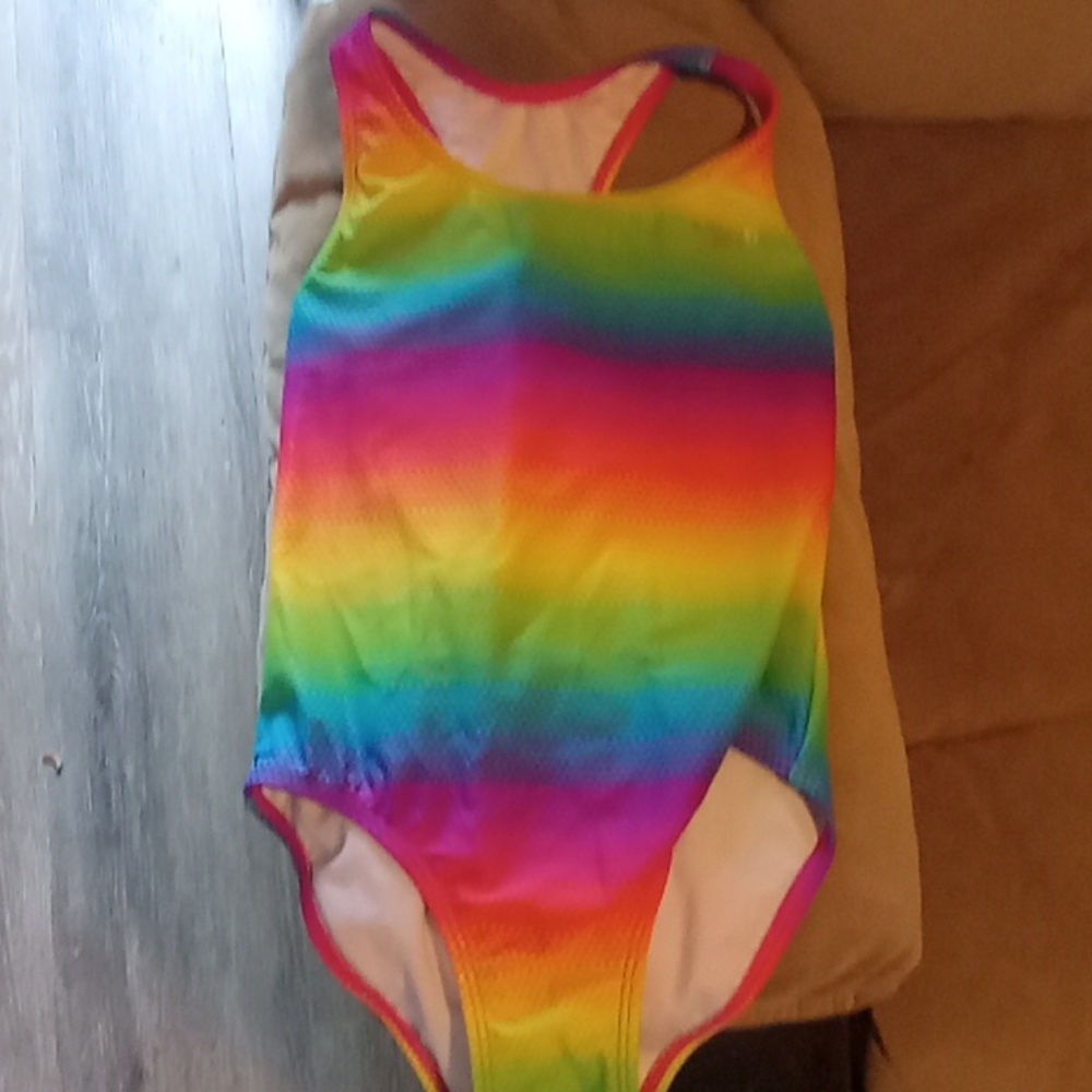 speedo rainbow one piece bathing suit kids 8